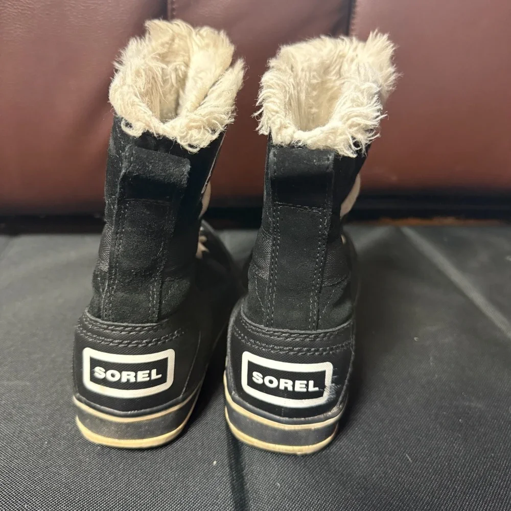Sorel NL2079-010 Womens Waterproof Winter Snow Boots Black Faux Fur Size‎ 5